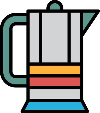 Kahve ikonu çizimi için sıcak su ısıtıcısı.