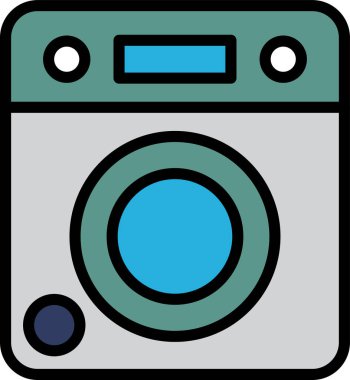 Satır biçiminde bir çamaşır makinesi ve kurutma simgesi çizimi