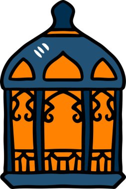 İçinde yanan bir mum olan siyah beyaz bir fener çizimi. Fenerler masanın üzerinde duruyor.