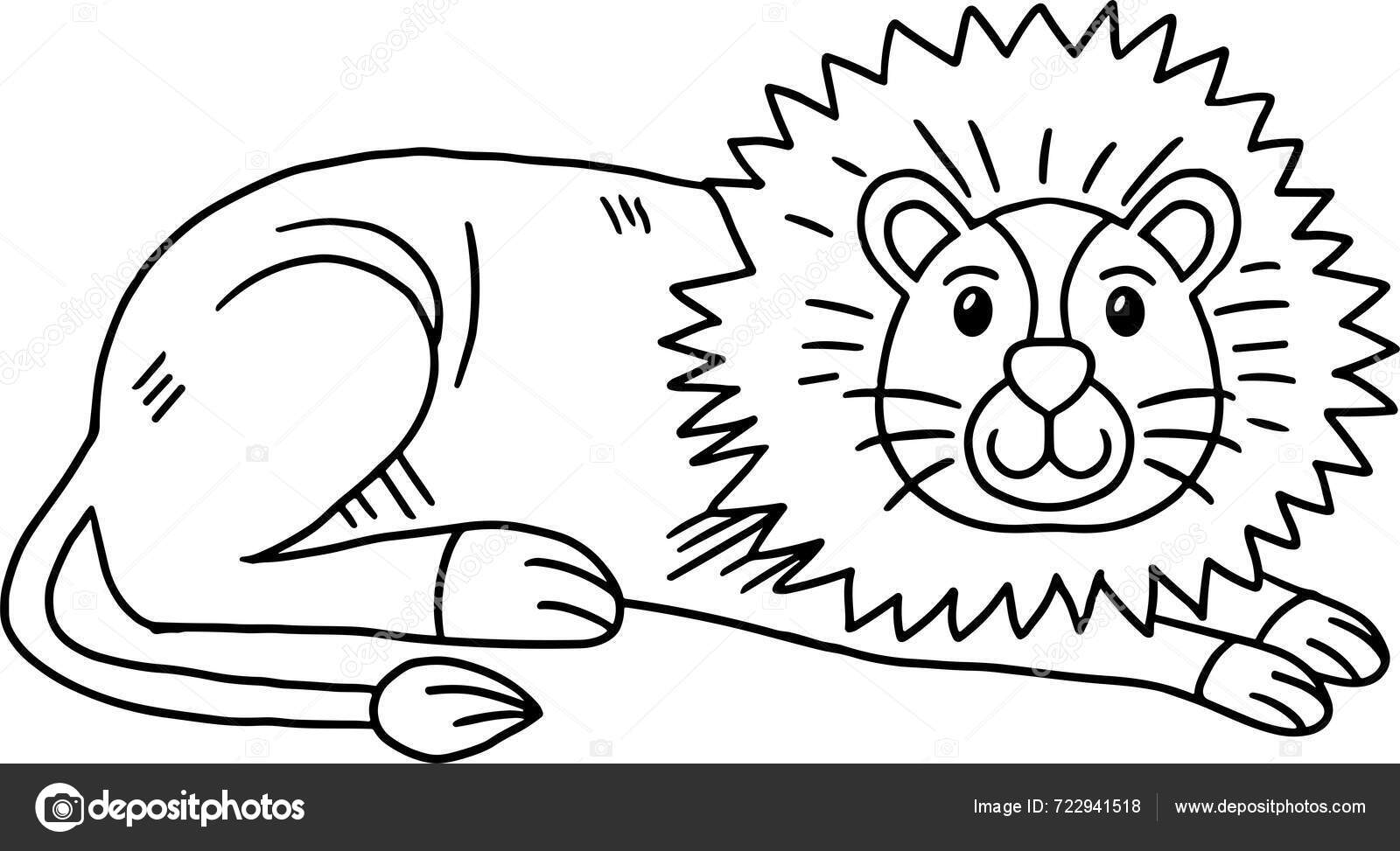 一只狮子正坐在地上它的头歪向一边狮子戴着项圈脸上挂着笑容图库矢量图©toonsteb 722941518, image size:1600x973