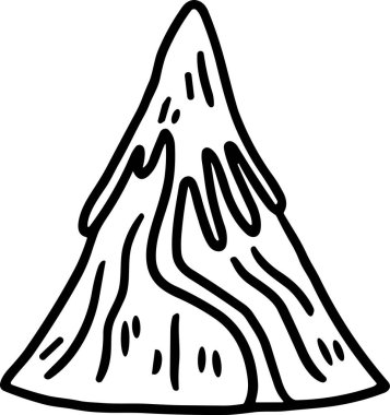 Arkasında ağaçlar olan bir dağ. Dağ karla kaplı ve gökyüzü bulutlu.