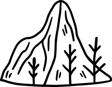 Arkasında ağaçlar olan bir dağ. Dağ karla kaplı ve gökyüzü bulutlu.