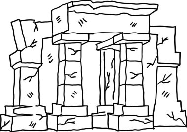 Kapısı ve penceresi olan taş bir bina. Bina eski ve pürüzlü bir yapısı var.