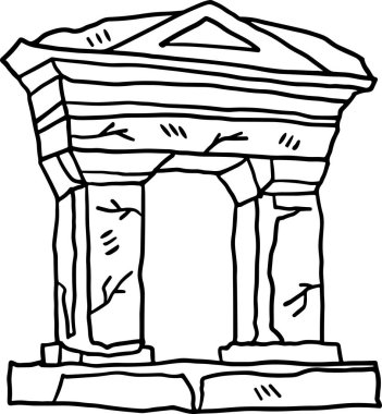 Kapısı ve penceresi olan taş bir bina. Bina eski ve pürüzlü bir yapısı var.