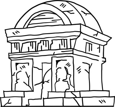 Kapısı ve penceresi olan taş bir bina. Bina eski ve pürüzlü bir yapısı var.