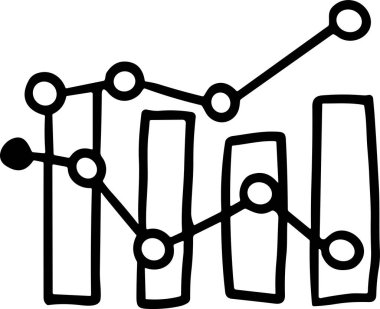 Yukarı doğru giden bir grafik ve üzerinde numara olan bir kutu. Grafik siyah beyaz çizilmiş.