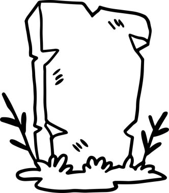 Üstünde haç olan bir mezarlık taşı. Mezar taşı boş ve bacağı kırık.