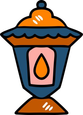 İçinde yanan bir mum olan siyah beyaz bir fener çizimi. Fenerler masanın üzerinde duruyor.