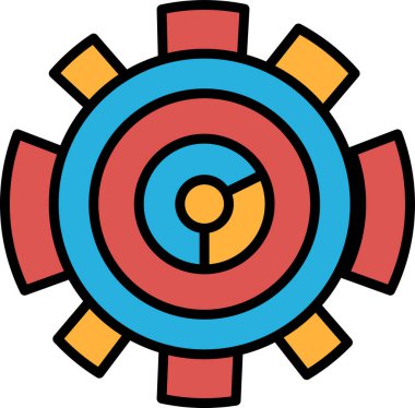 Üzerinde saat olan siyah beyaz bir dişli resmi. Saat yüzeyi iki bölüme ayrılmıştır. Üst bölüm saati 1: 00, alt bölüm ise 12: 00 olarak göstermektedir.