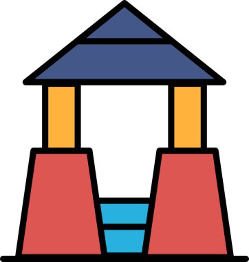 Çatılı bir evin siyah beyaz çizimi. Evin etrafı çitlerle çevrili ve verandası var.