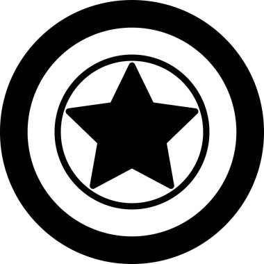 Etrafında bir çember olan siyah beyaz bir yıldız.