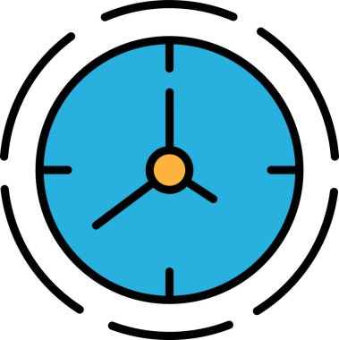 Beyaz ve siyah biçiminde bir saat simgesi.