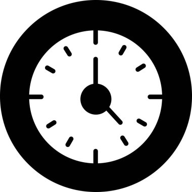 Beyaz ve siyah biçiminde bir saat simgesi.