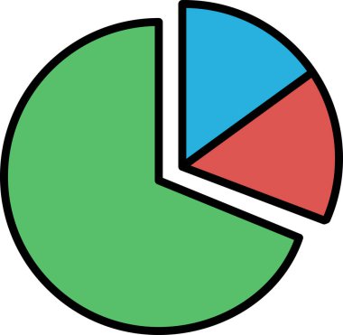 Bir pasta grafiği siyah beyaz gösterilir. Pasta tablosu iki parçaya ayrılır, sol parça sağdakinden daha büyüktür.