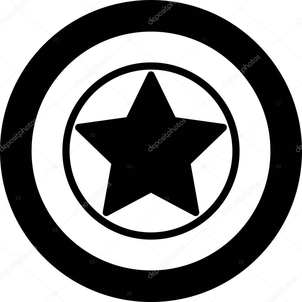A black and white star with a circle around it