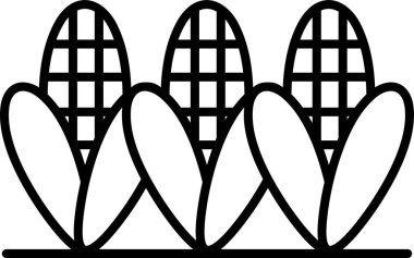 Arka arkaya üç mısır koçanı gösteriliyor, ortadaki en uzun olanı. Koçanların hepsi siyah beyaz, görüntüye basit ve temiz bir görünüm kazandırıyor.