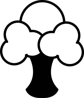 Siyah ve beyaz renkli bir Brokoli simgesi