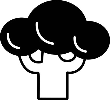 Siyah ve beyaz renkli bir Brokoli simgesi