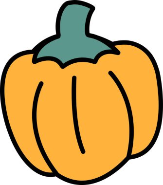 Yeşil saplı sarı biberin karikatür çizimi. Çizim basit ve eğlenceli, parlak renkler canlılık ve canlılık hissi uyandırıyor.