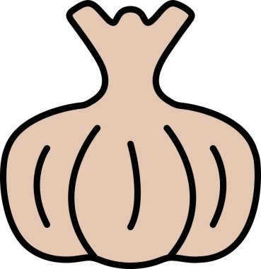 Sarımsak ampulünün siyah beyaz çizimi. Ampul beyazla çizilmiş ve sapı var. Ampul görüntünün ana odak noktasıdır ve beyaz bir arkaplan ile çevrilidir.