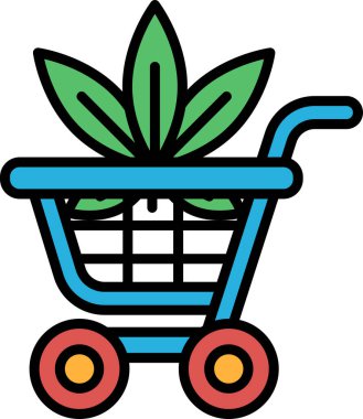 Marihuana yapraklı bir simge ya da logo alışveriş arabası