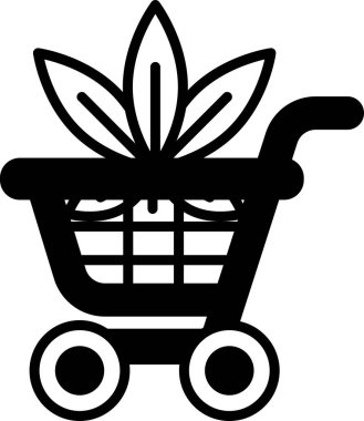 Marihuana yapraklı bir simge ya da logo alışveriş arabası