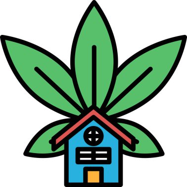 Bir ev bir yaprağın üzerine inşa edilir. Ev küçük ve çatısı var.