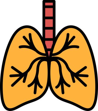 Beyaz saplı bir akciğerin siyah beyaz çizimi