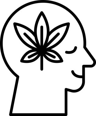 Üzerinde yaprak olan bir adam kafası. Yaprak yeşil ve adam gülümsüyor.