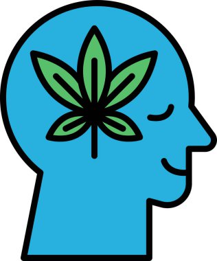 Üzerinde yaprak olan bir adam kafası. Yaprak yeşil ve adam gülümsüyor.