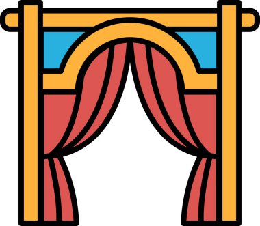 Beyaz bir iple sarkıtılmış siyah beyaz bir perde.