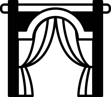 Beyaz bir iple sarkıtılmış siyah beyaz bir perde.