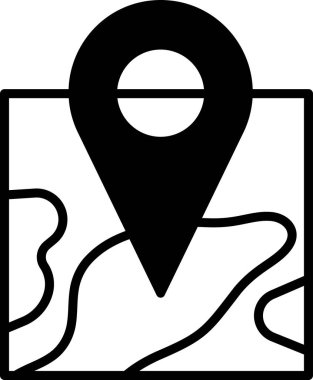 Siyah noktalı siyah beyaz bir harita bir yeri gösteriyor. Harita basit ve basit, ek detay veya süslemeler olmadan. Odak noktası haritanın kendisi.