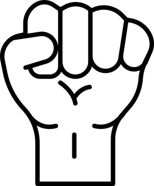 Parmakları açık bir şekilde havaya bir yumruk kaldırılır. Yumruk siyah beyaz.