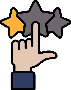 Üç yıldızı gösteren bir el. Yıldızlar sarı ve gri