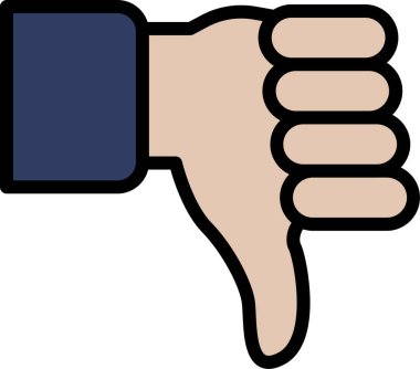 Beyaz arka planda baş parmağı aşağıda bir el.