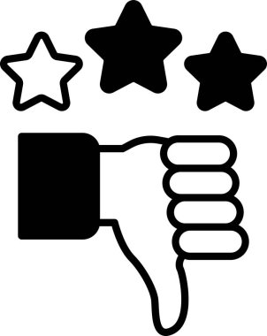 Üç yıldızlı bir el ve aşağı ok. El baş parmağını kaldırıyor. Resim olumsuz ya da onaylanmayan bir ileti iletir