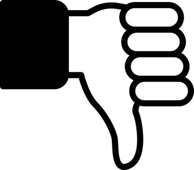 Siyah ve beyaz olarak bir baş parmak aşağı işareti gösterilir. İşaret, memnuniyetsizliğin veya hoşnutsuzluğun sembolü.