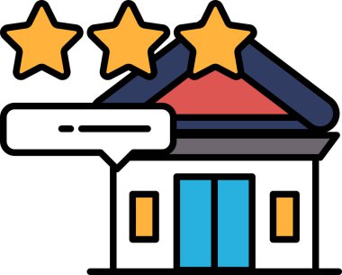 Üzerinde üç yıldız olan bir bina. Yıldızlar çatıya konur ve bina beyazdır.