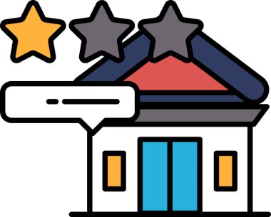 Tepesinde üç yıldız ve altında bir konuşma balonu olan bir bina. Konuşma balonu diyor ki: 