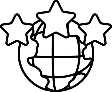 Bir küreye üç yıldız çizilir. Dünya siyah ve beyaz.