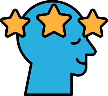 Üzerinde üç yıldız olan mavi bir kafa.