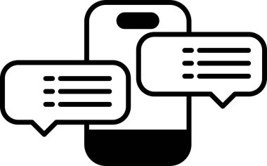 Üzerinde iki mesaj olan bir cep telefonu. Telefon siyah-beyaz. İletiler farklı renklerde.