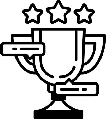 Üzerinde üç yıldız olan siyah beyaz bir kupa. Kupa kulplu ve tabanlı bir kupa gibi tasarlandı. Yıldızlar kupanın kenarına konur.