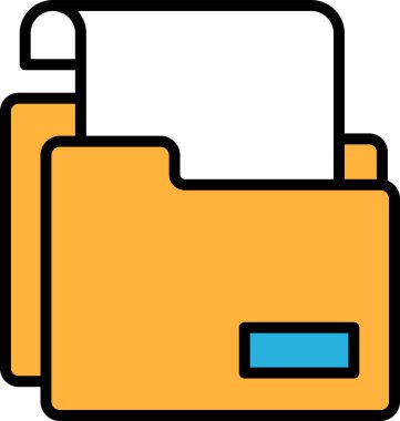 Beyaz arkaplan ve siyah kenarlı bir klasör. Dosya açık ve üzerinde beyaz etiket var.