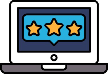 Üç yıldızlı ve ortasında yıldız olan bir dizüstü bilgisayar ekranı. Yıldızlar arka arkaya dizilir ve ortadaki yıldız en büyüğü olur.