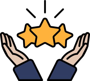 Bir elde üç yıldız gösterilir ve ortadaki yıldız en büyüğü olur. Yıldızlar başarı ya da tanınmayı temsil ettiği için, pozitiflik ve başarı kavramı