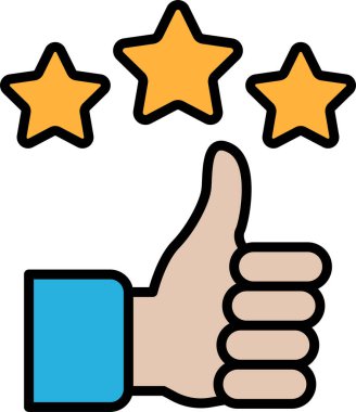 Üzerinde üç yıldız olan bir el. El baş parmak işareti yapıyor.