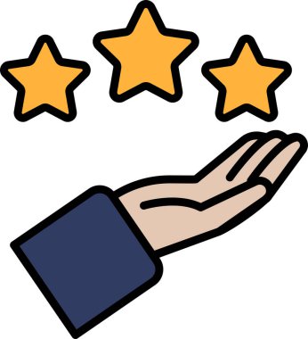 Üç yıldızlı bir el. El, yıldızları birbirine dokunmayacak şekilde tutuyor.