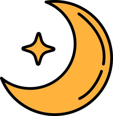 Bir Ay ve yıldızlar çizgi biçiminde simge.